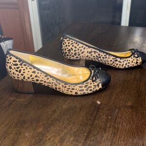 Ivanka Trump Leopard Print Flats with Black Accents